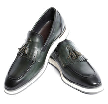 Load image into Gallery viewer, CAVANELI GREEN TASSER LOAFERS