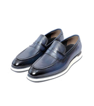 Load image into Gallery viewer, CAVANELI BLUE PENNY LOAFERS
