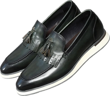 Load image into Gallery viewer, CAVANELI GREEN TASSER LOAFERS
