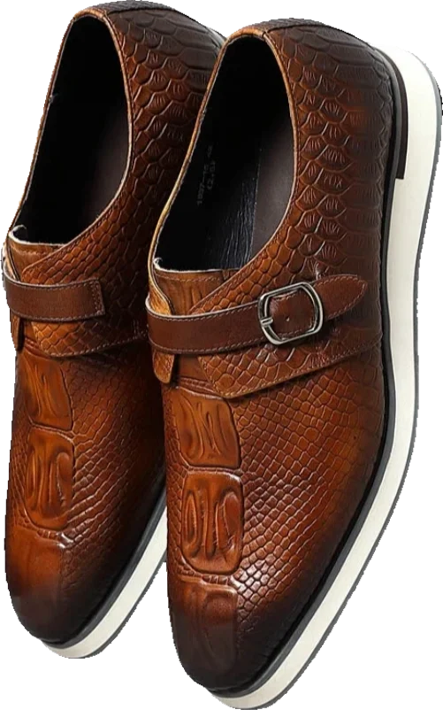 CAVANELI CROC SINGLE BUCKLE LOAFERS