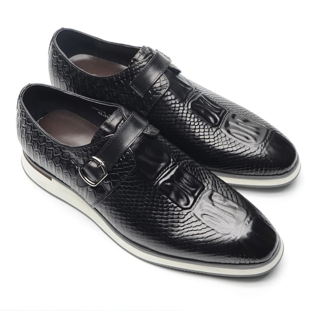 CAVANELI CROC SINGLE BUCKLE LOAFERS