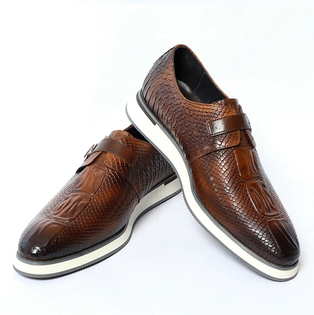 CAVANELI CROC SINGLE BUCKLE LOAFERS
