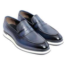 Load image into Gallery viewer, CAVANELI BLUE PENNY LOAFERS
